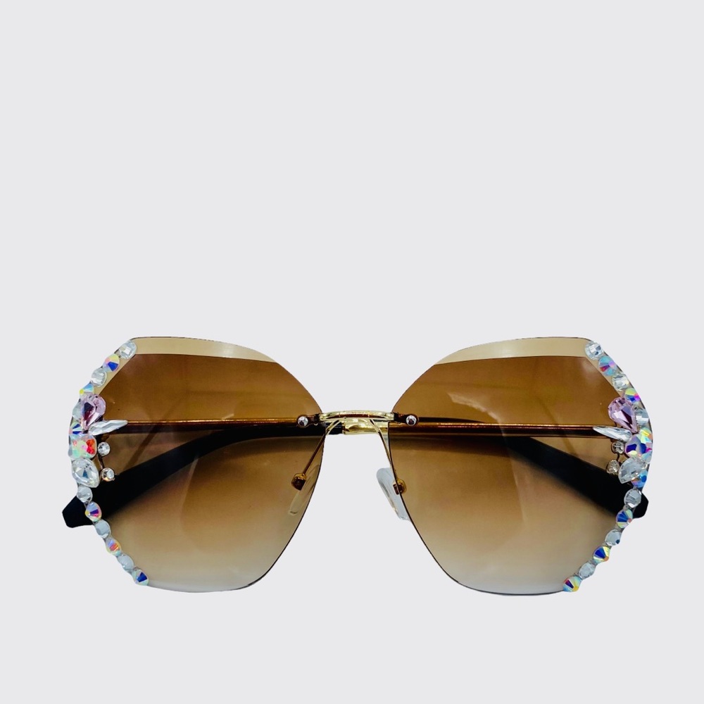 New✨Rhinestone Embellished Rimless Fashion Sunglasses✨